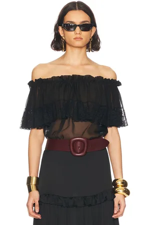 Saint Laurent Sheer Off The Shoulder Blouse in
