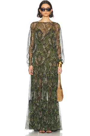 Saint Laurent Long Sleeve Maxi Dress in