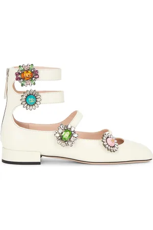 VALENTINO GARAVANI Preshoes Ballerina Flat in Ivory Crystal & Multicolor