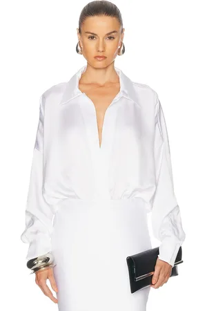 Norma Kamali Super Oversized Boyfriend Shirt Bodysuit in