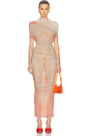 Jean Paul Gaultier Pinstripe Body Morphing Long Dress in