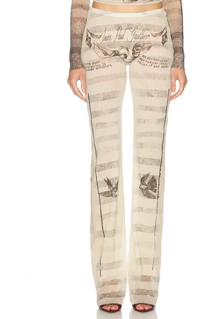 Jean Paul Gaultier Tattoo Mariniere Trouser in Ecru Black & Red