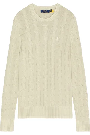 Ralph Lauren Garment Dyed Cable Knit Crewneck Sweater in