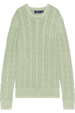 Ralph Lauren Garment Dyed Cable Knit Crewneck Sweater in