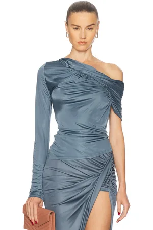 Atlein Off The Shoulder One Sleeve Ruched Top in