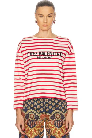 VALENTINO Striped Cotton T Shirt in
