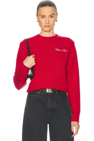Sporty & Rich Vendome Script Cashmere Crewneck Sweater in