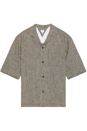 Bottega Veneta Camp Shirt in Talc Brown & Black