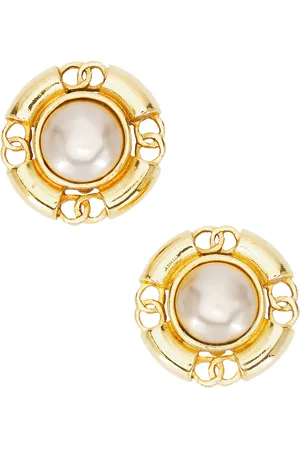CHANEL 1993 CC Pearl Clip-On Earrings in