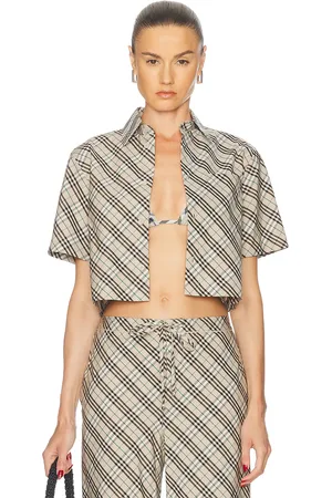 Burberry Short Sleeve Button Up Top in