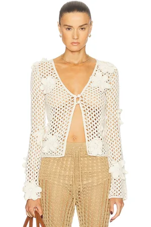 THE ELDER STATESMAN Floral Lace Crochet Cardigan in