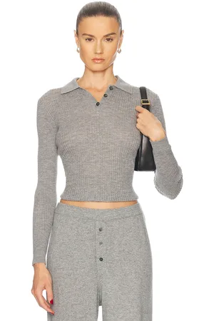 Guest In Residence Long Sleeve Shrunken Cashmere Polo in