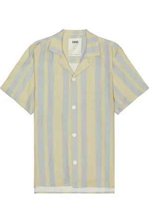 Oas Mist Strata Cuban Linen Shirt in