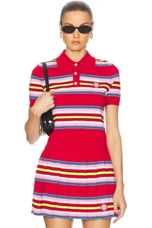 Casablanca Striped Polo Top in