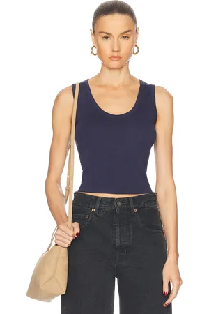 ENZA COSTA Supima Rib Baby Cropped Fitted U Tank Top in