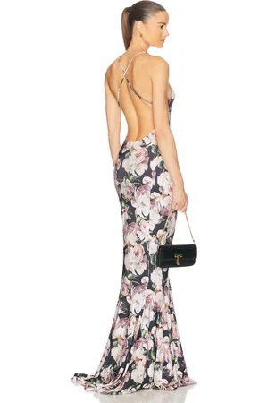 Norma Kamali Low Back Slip Fishtail Gown in