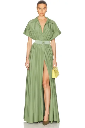 Norma Kamali Super Oversized Sleeveless Boyfriend Shirt Flared Gown in