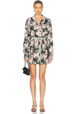 Norma Kamali Super Oversized Boyfriend Shirt Flared Mini Dress in