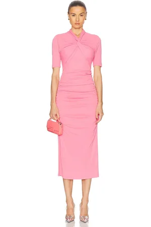 Carolina Herrera Twisted Neck Midi Dress in