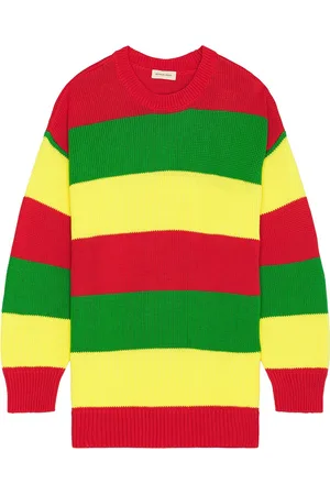 Nicholas Daley Slygo Stripe Crew Neck Sweater in Red Green & Yellow