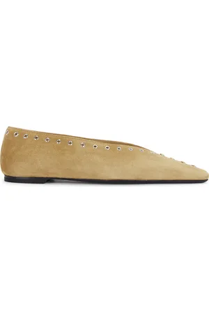 Totême Suede Lace Up Ballerina Flat in
