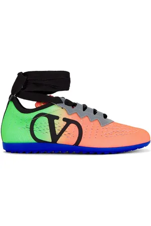 VALENTINO GARAVANI Chromathon Sneaker in Coral Fluo Green Grigio & Acid Blue