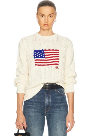 Ralph Lauren Aran-knit Flag Cotton Sweater in