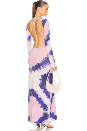 Paco rabanne Long Sleeve Open Back Maxi Dress in