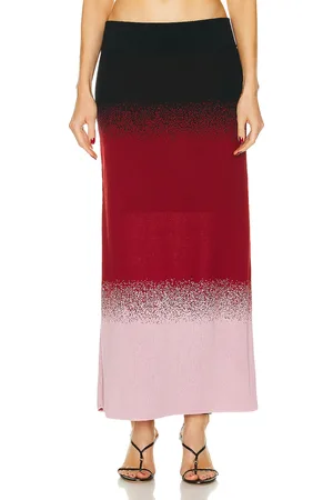 JOHANNA ORTIZ Color Scapes Midi Skirt in Black Lilac & Red