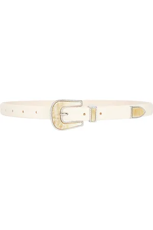DEHANCHE Travertine Belt in Ivory Etched Marble & Silver