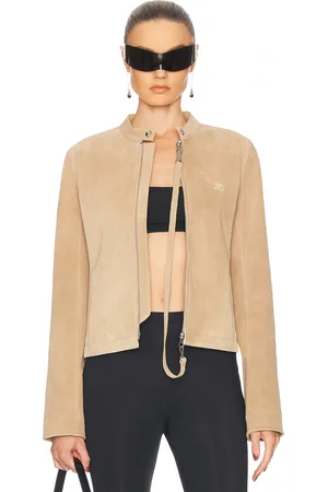Courrèges Zipped Leather Biker Jacket in
