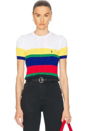 Ralph Lauren Striped Cable Short-sleeve Sweater in