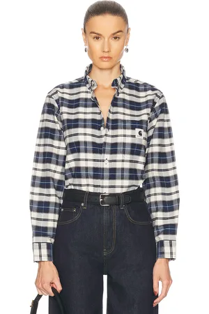 Carhartt Tarbell Shirt in Tarbell Check Dark Navy & White