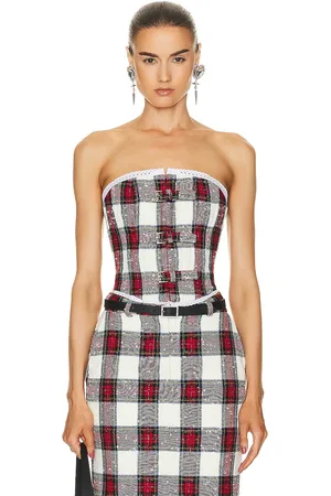 Alessandra Rich Checked Bustier Top in