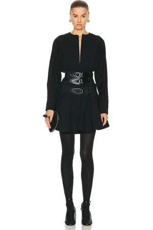 Alaïa Long Sleeve Buckle Dress in Noir in