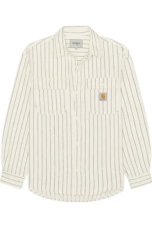 Carhartt Hendry Shirt Jacket in Rinsed Seaton Stripe Wax & Dark Navy