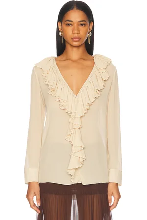 Saint Laurent Long Sleeve Ruffle Blouse in