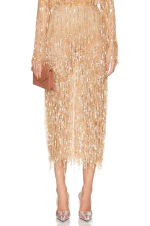 LAPOINTE Fringe Sequin Pencil Skirt in
