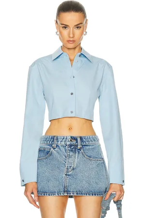 Alexander Wang Long Sleeve Copped Button Up Top in