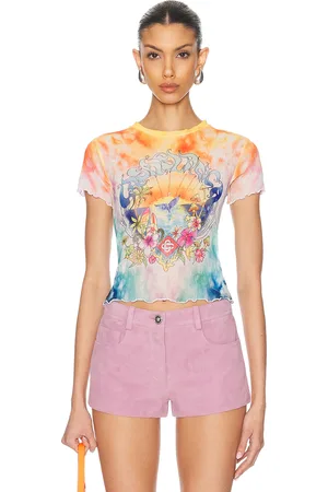 Casablanca Lettuce Hem Mesh Tee in
