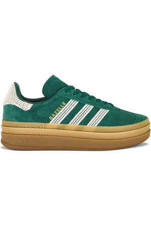 adidas Gazelle Bold Platform Sneaker in Green Wonder White & Gold