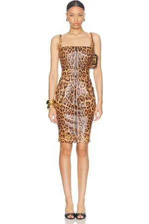 Dolce & Gabbana Leather Leopard Print Dress in