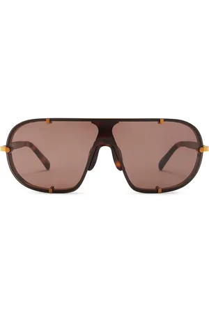 DRIES VAN NOTEN Shield Sunglasses in Old Gold T-Shell & Brown