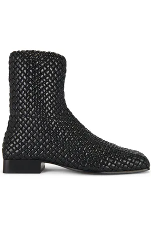 Bottega Veneta Zipped Padded Intreccio Supple Lambskin Ankle Boot in