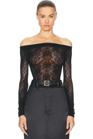 Saint Laurent Lace Off The Shoulder Bodysuit in