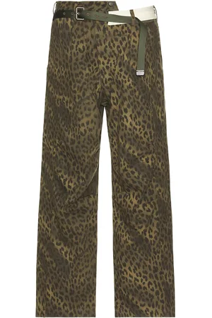 Andersson Bell Unisex Leopard Cross-Over Wide Jeans in