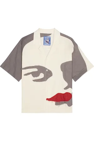 KIDSUPER STUDIOS Patchwork Face Linen Camp Shirt in