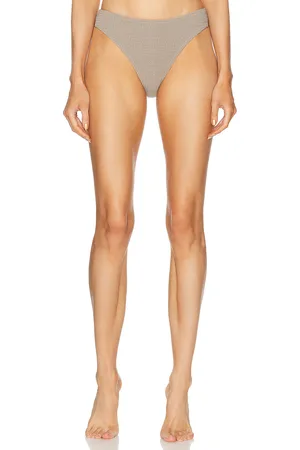 Totême Smocked Mid Rise Bikini Bottom in