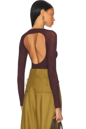 Victoria Beckham Long Sleeve Backless Bodysuit in