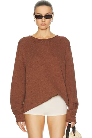 THE ELDER STATESMAN Solid Roll Crew Sweater in